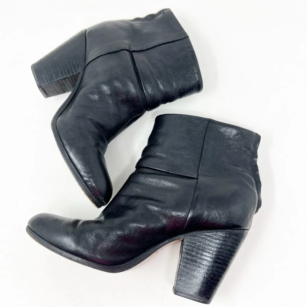 RAG & BONE NEWBURY BLACK LEATHER ANKLE BOOTS WOMENS SZ 9